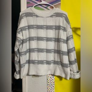 White and grey sweater size medium